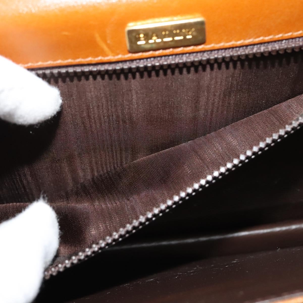 BALLY Hand Bag Leather 2way Brown Gold Auth BA3625