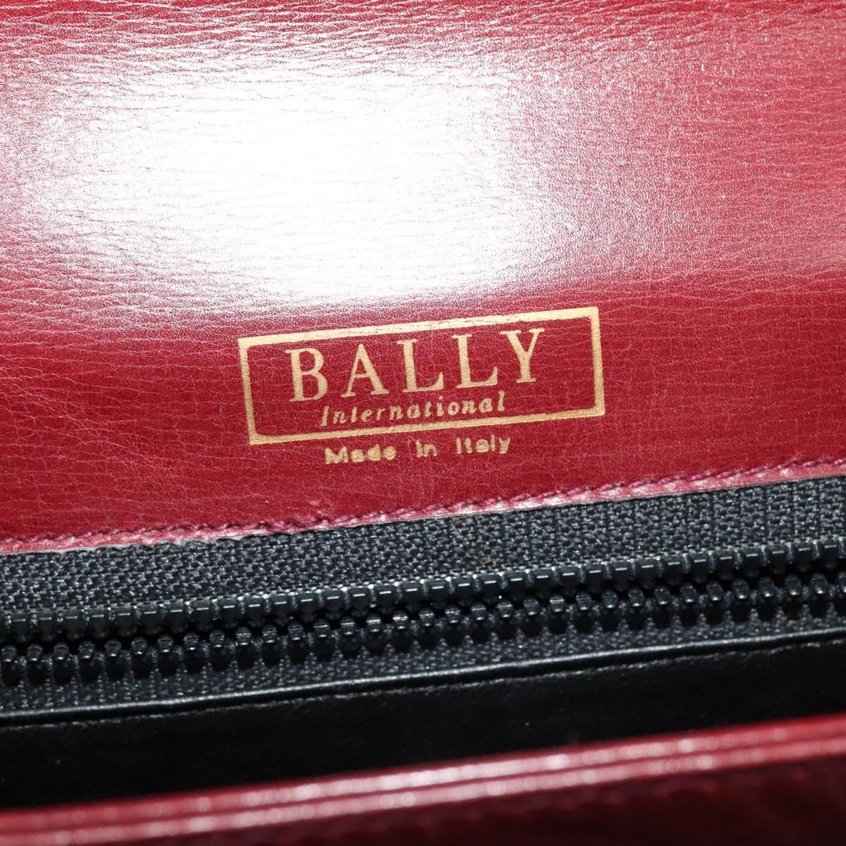 BALLY Shoulder Bag Leather Bordeaux Gold Auth BA3626