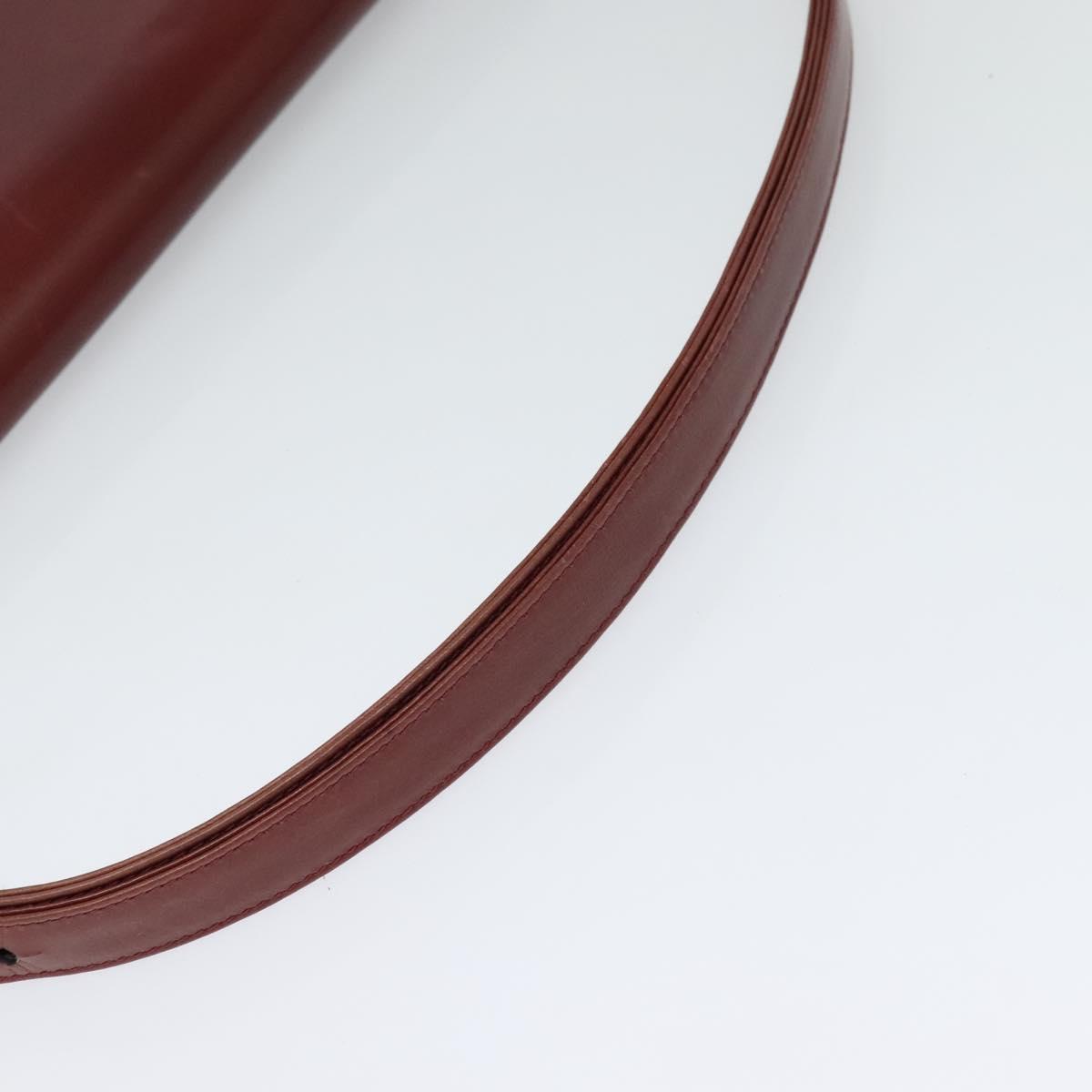 BALLY Shoulder Bag Leather Bordeaux Gold Auth BA3626