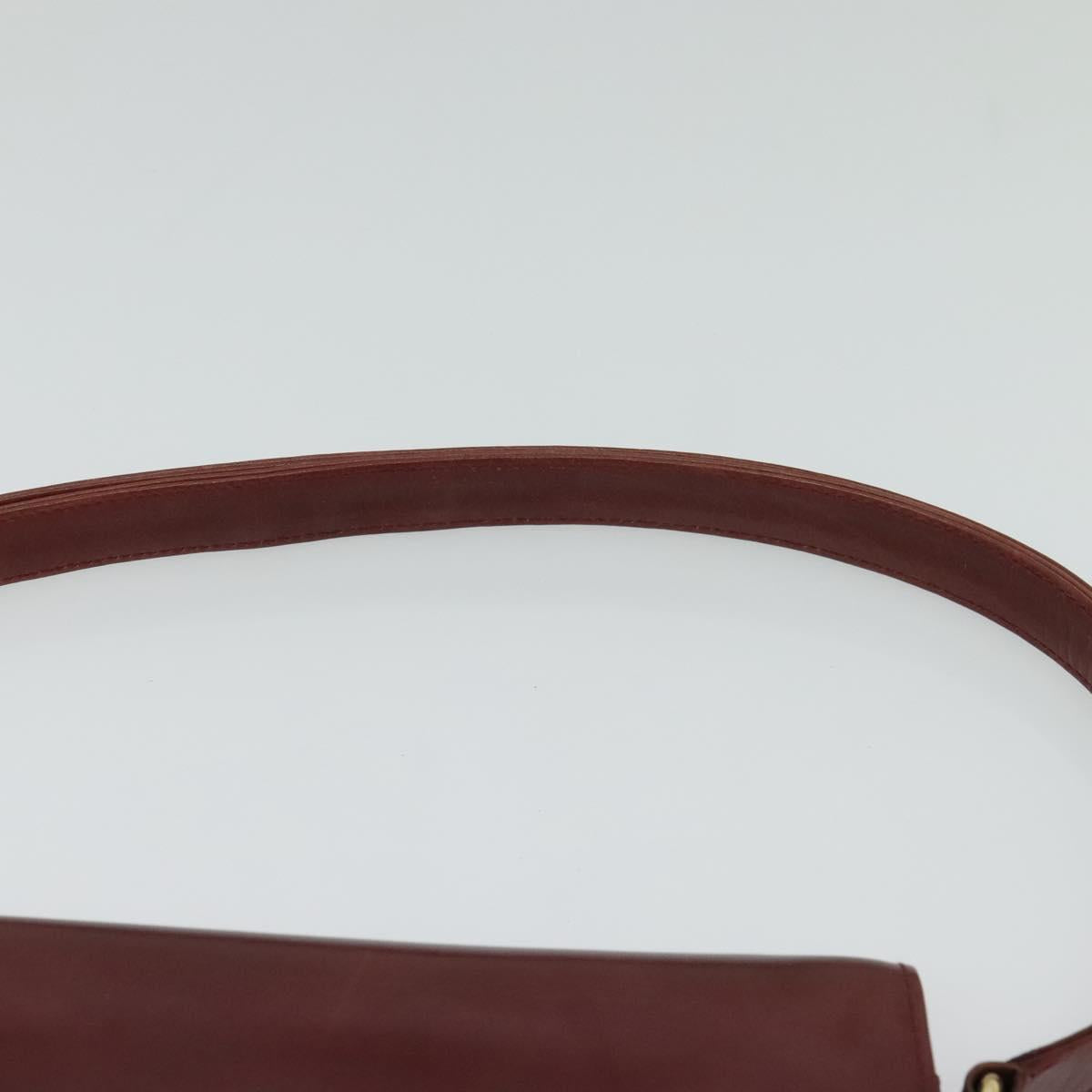 BALLY Shoulder Bag Leather Bordeaux Gold Auth BA3626