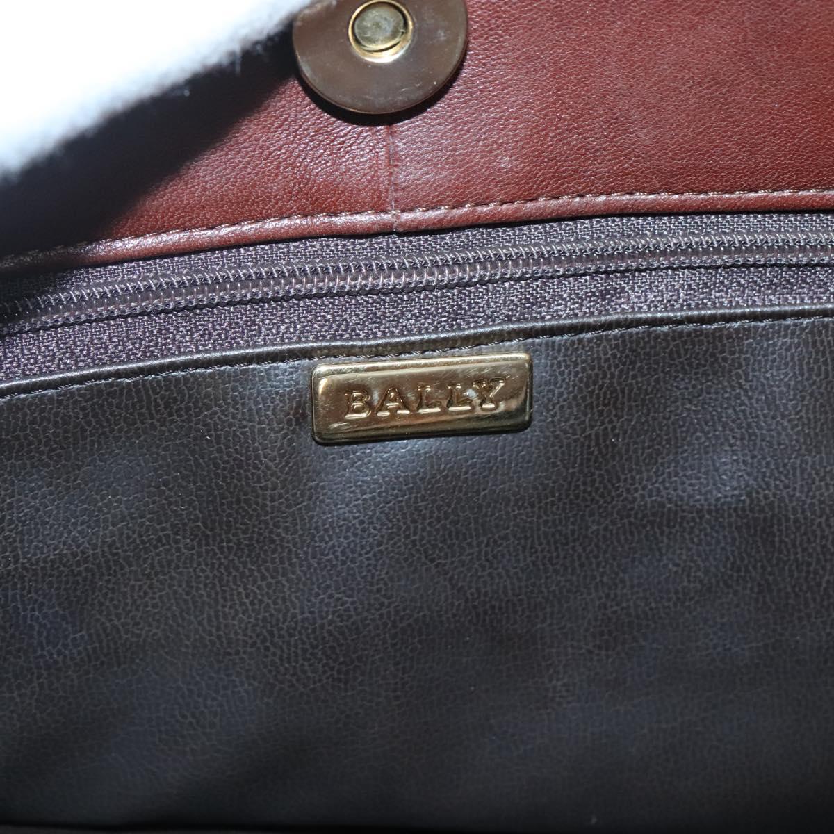 BALLY Quilted Shoulder Bag Leather Brown Gold Auth BA3627