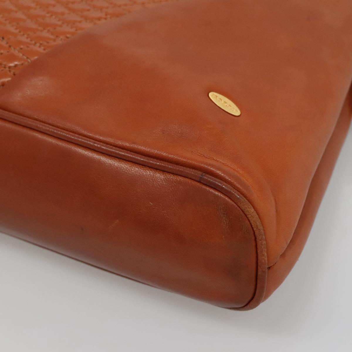 BALLY Quilted Shoulder Bag Leather Brown Gold Auth BA3630