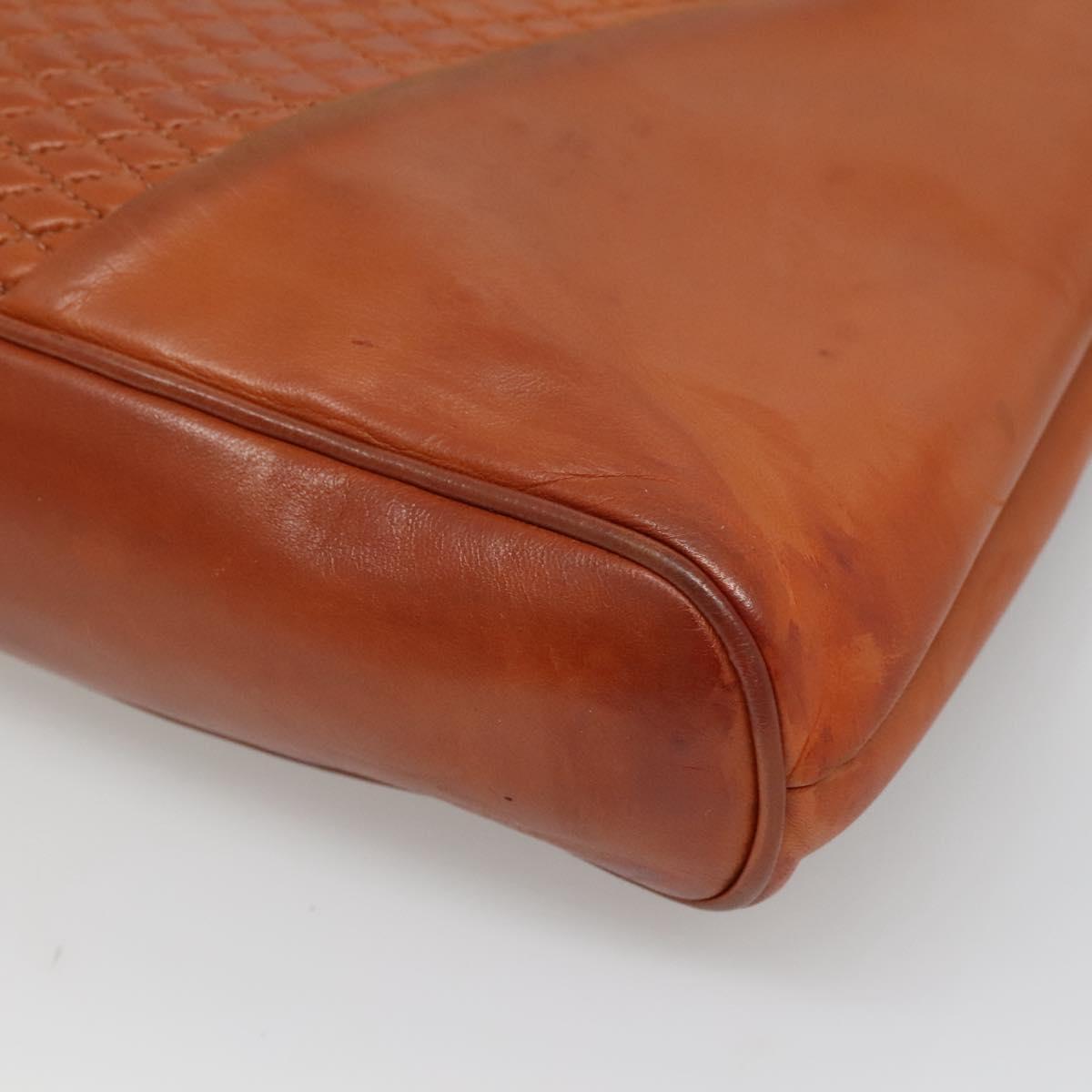 BALLY Quilted Shoulder Bag Leather Brown Gold Auth BA3630