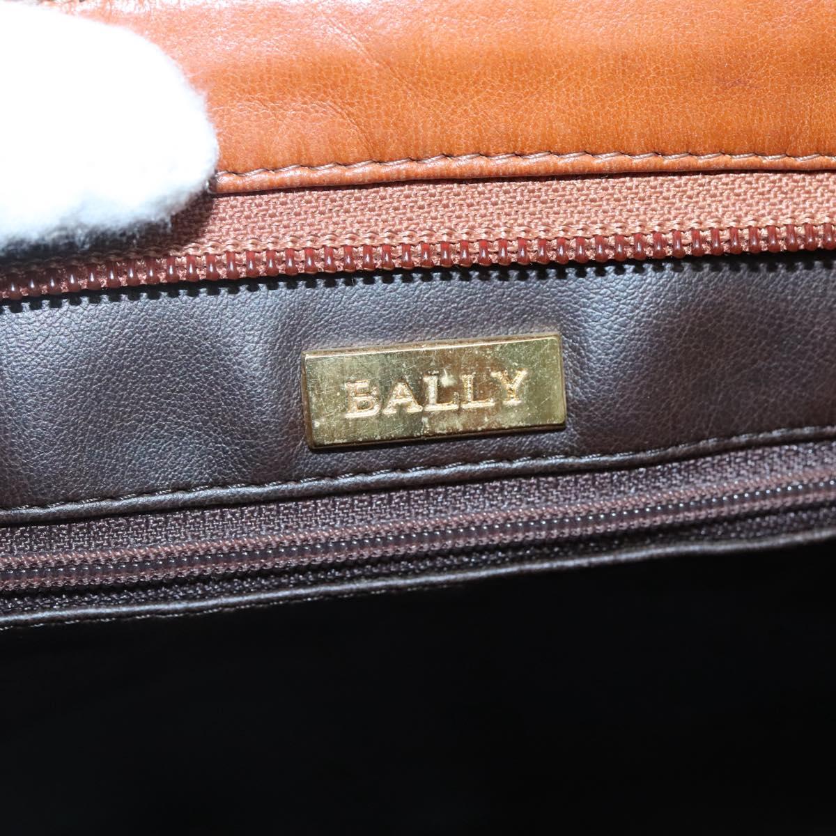 BALLY Quilted Shoulder Bag Leather Brown Gold Auth BA3630