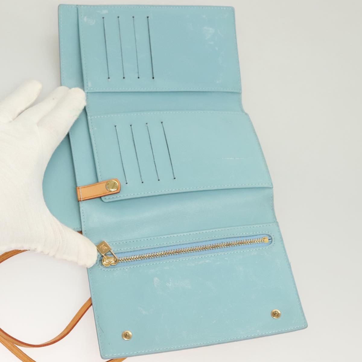 LOUIS VUITTON Monogram Vernis Walker Wallet Baby Blue M91073 LV Auth BA3635