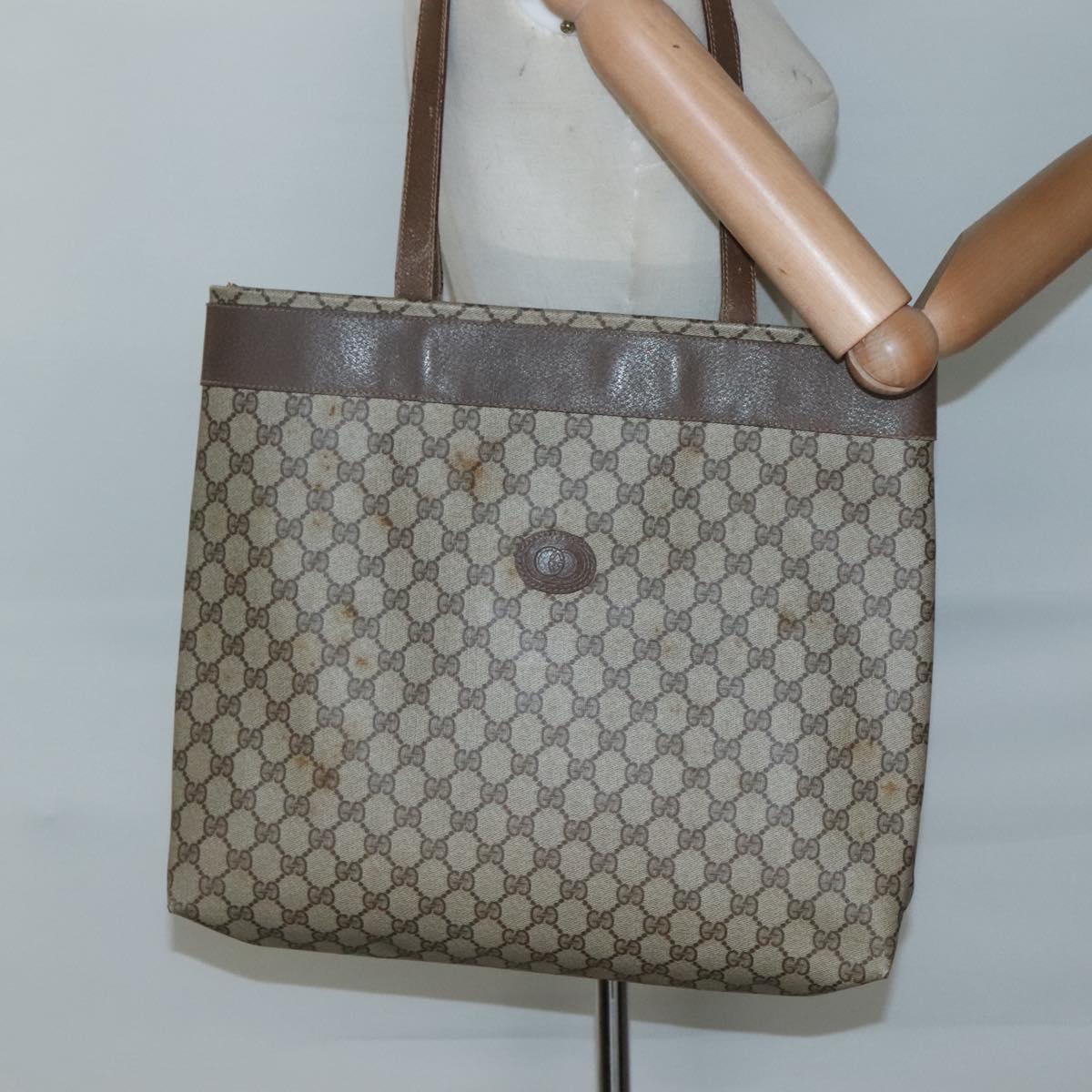 GUCCI GG Supreme Tote Bag PVC Beige 41 02 109 Auth BA3643