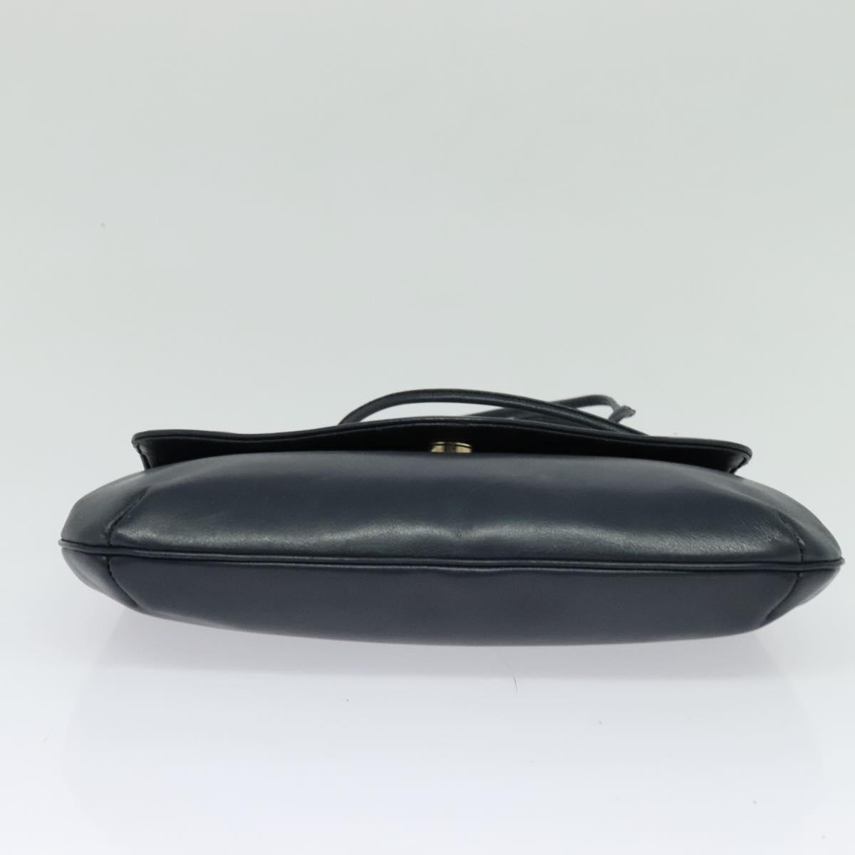 GIVENCHY Shoulder Bag Leather Navy Gold Auth BA3654
