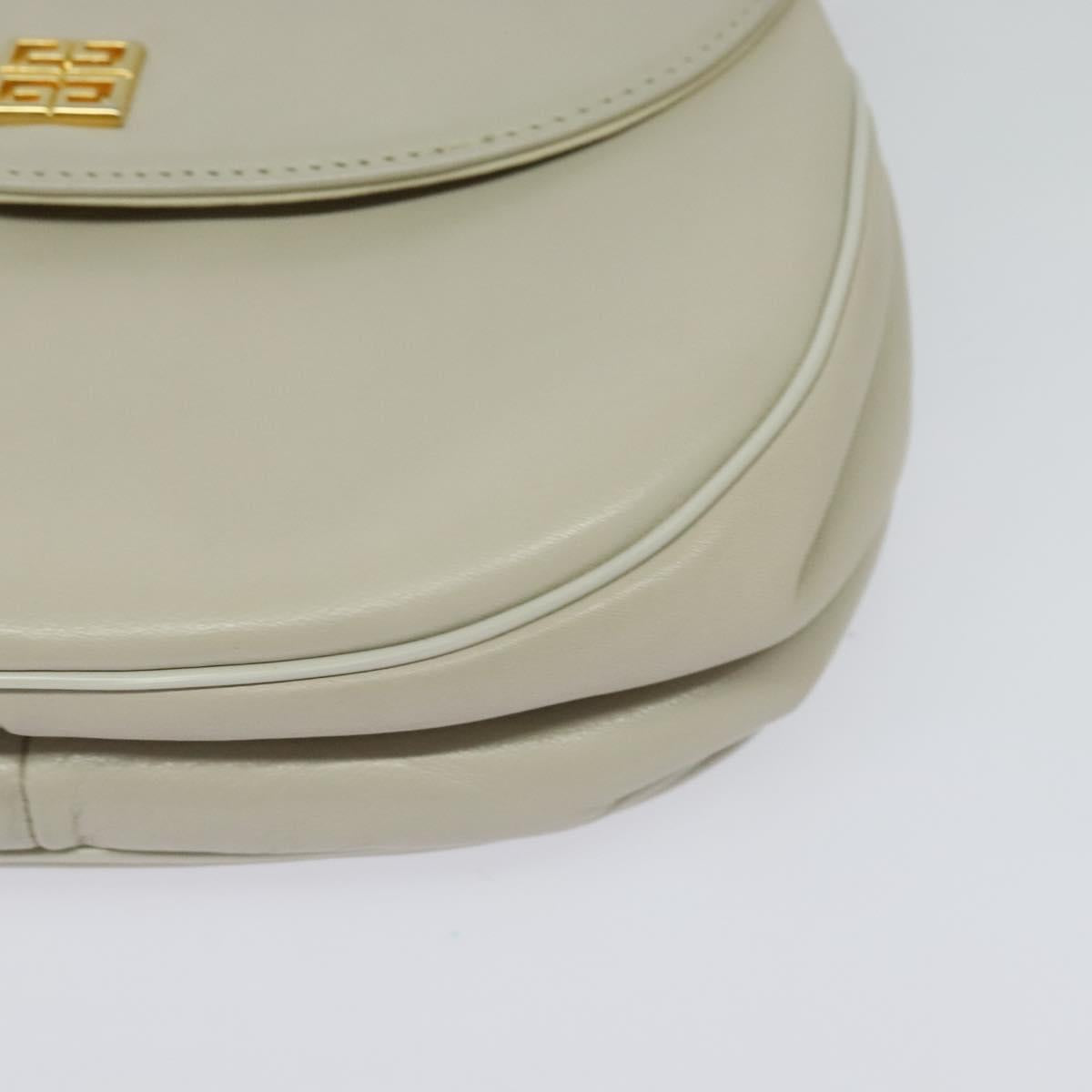 GIVENCHY Shoulder Bag Leather White Gold Auth BA3655