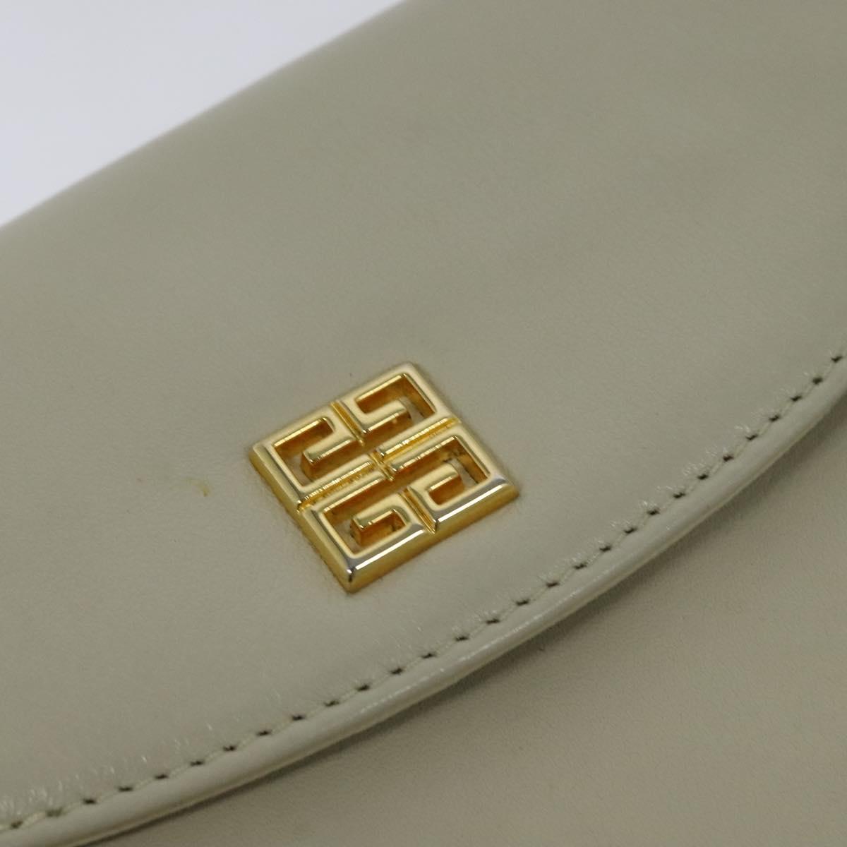 GIVENCHY Shoulder Bag Leather White Gold Auth BA3655