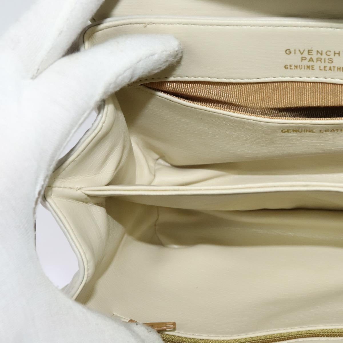GIVENCHY Shoulder Bag Leather White Gold Auth BA3655