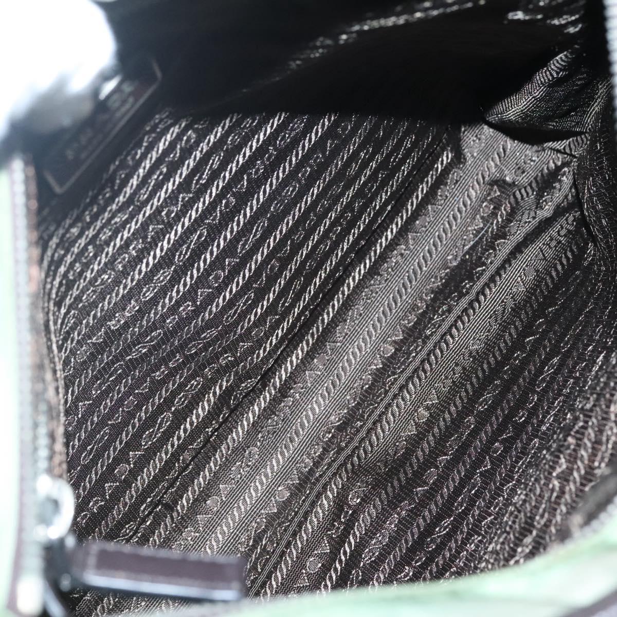 PRADA Shoulder Bag Nylon Khaki Silver Auth BA3657