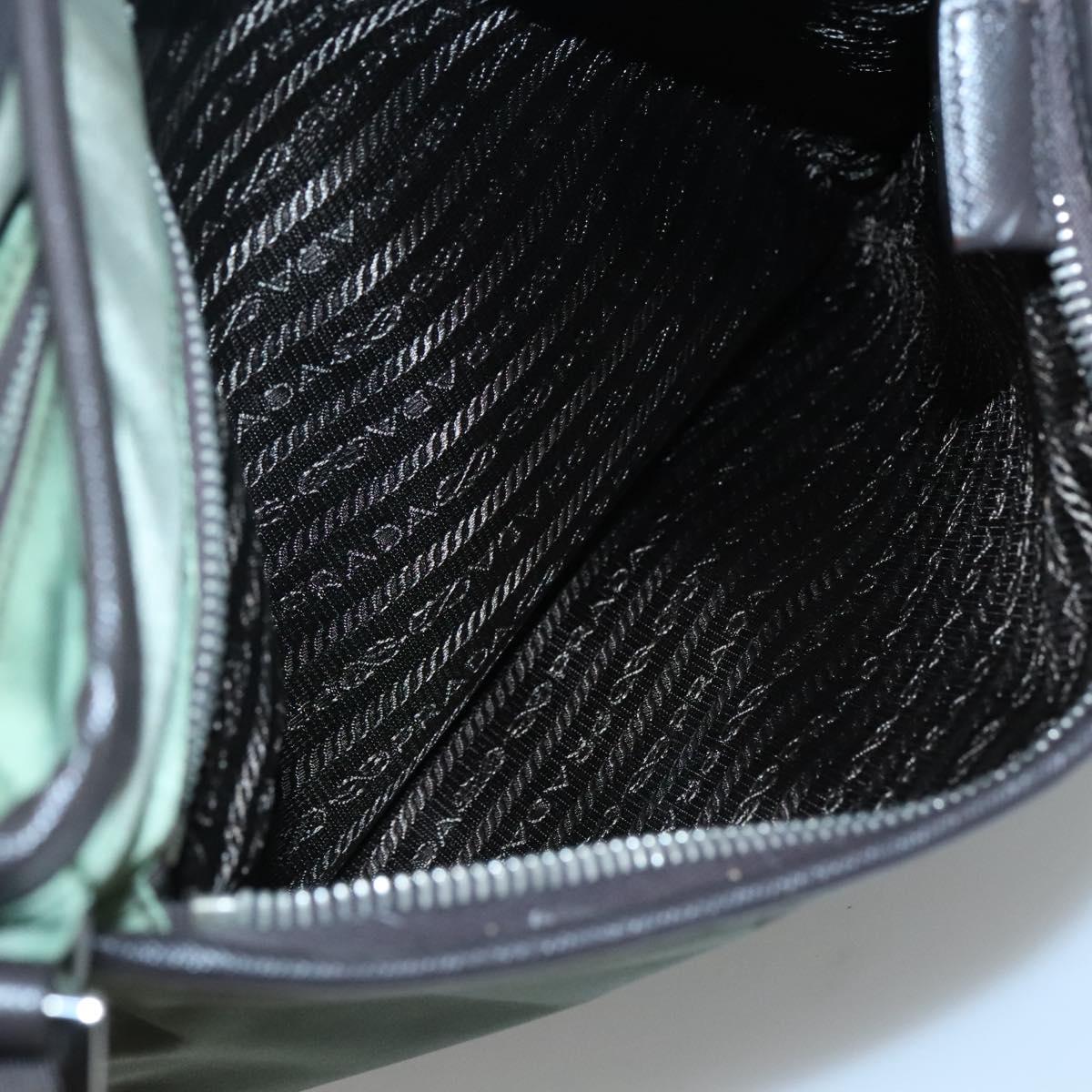 PRADA Shoulder Bag Nylon Khaki Silver Auth BA3657