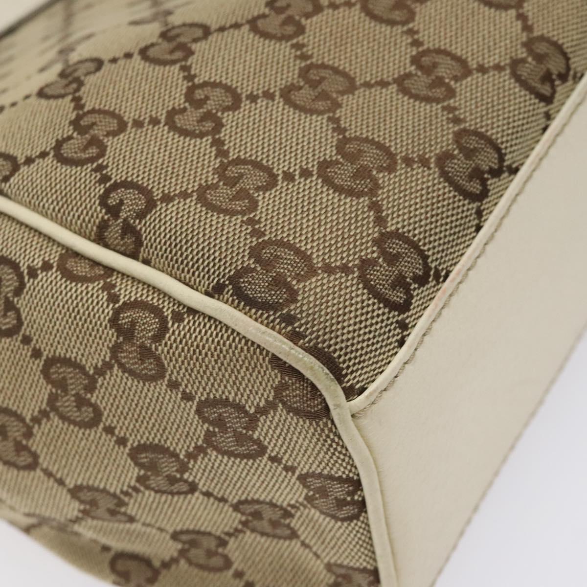 GUCCI GG Canvas Shoulder Bag Beige Gold 154982 Auth BA3658