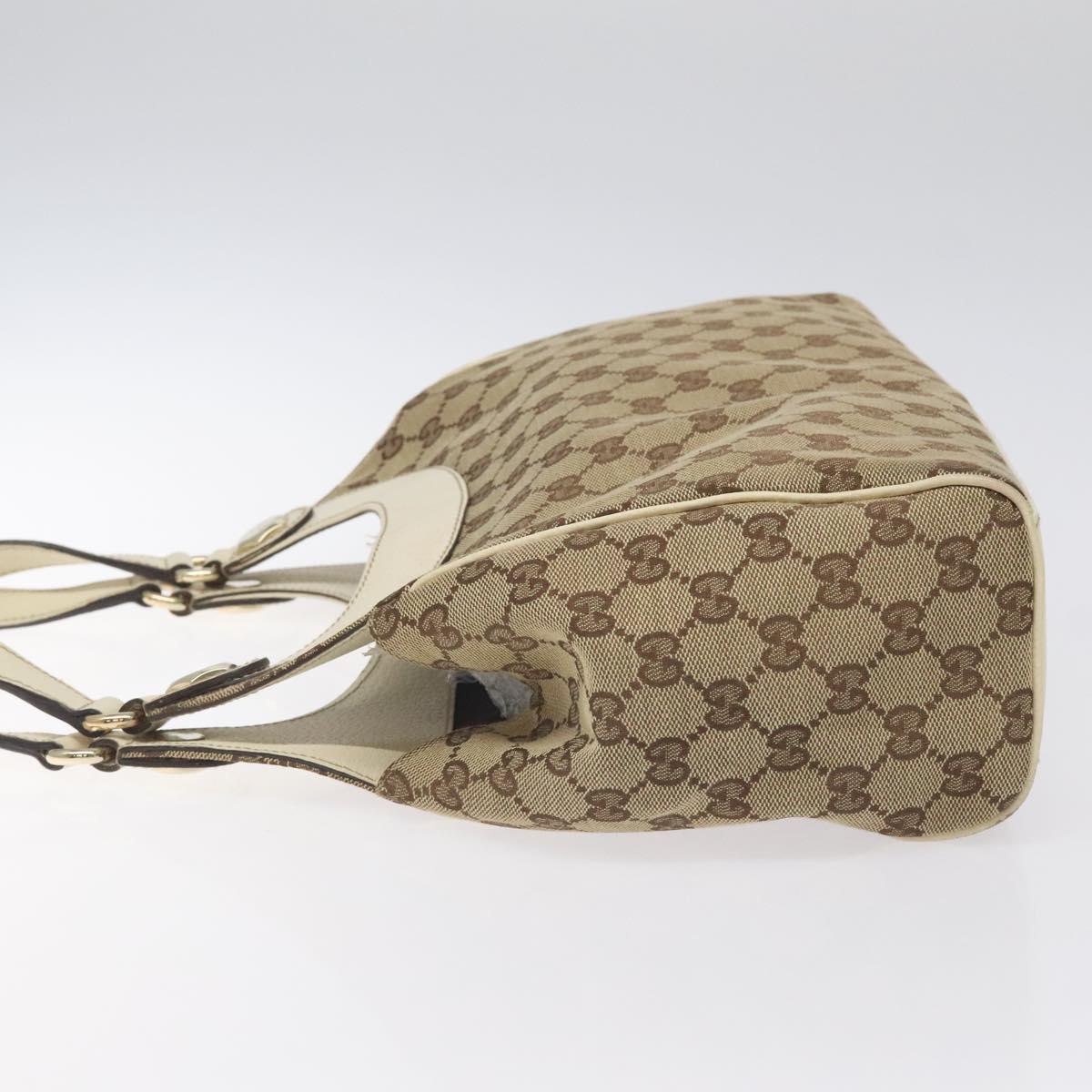 GUCCI GG Canvas Shoulder Bag Beige Gold 154982 Auth BA3658