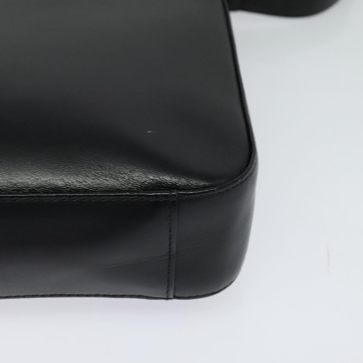 BURBERRY Shoulder Bag Leather Black Silver Auth BA3661