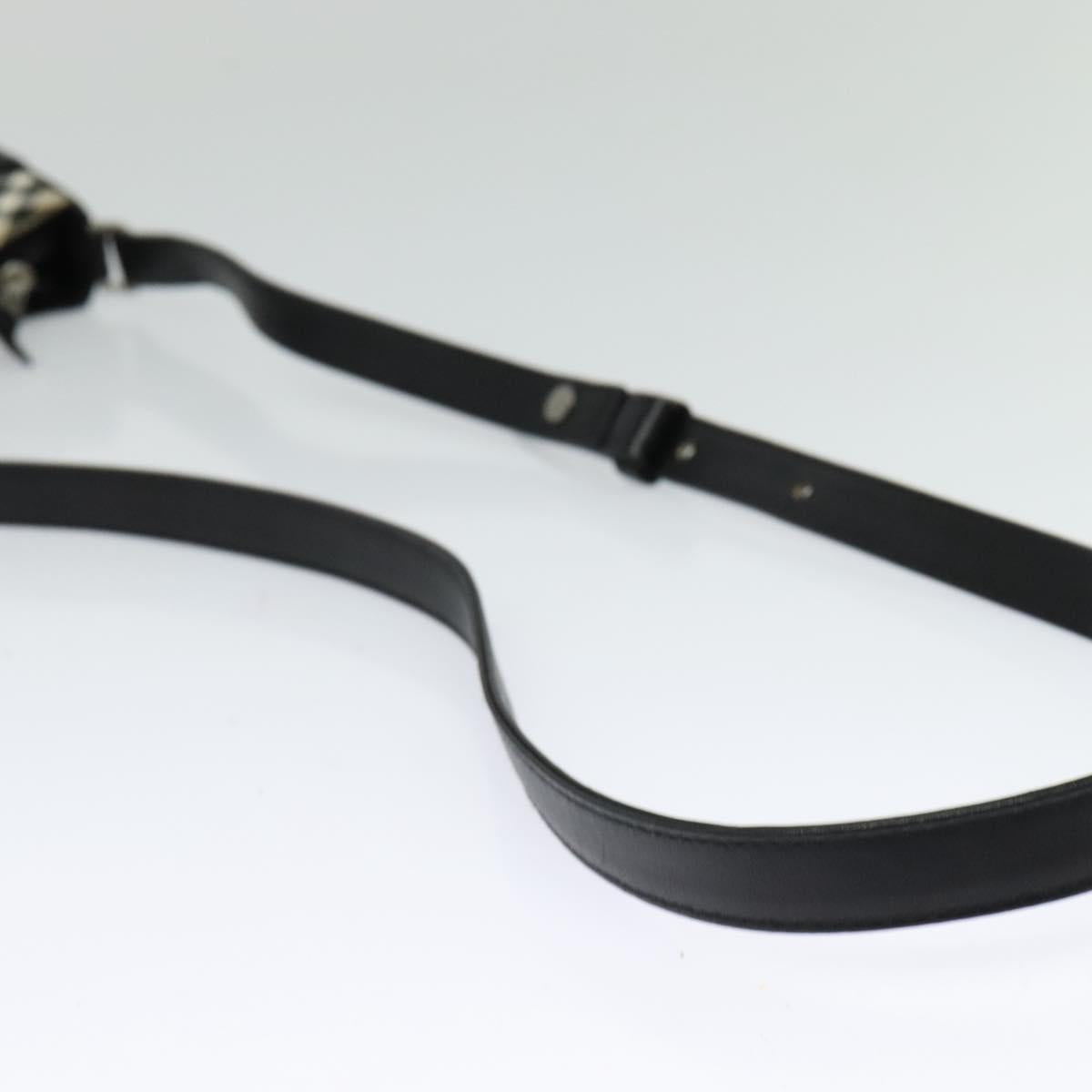 BURBERRY Shoulder Bag Leather Black Silver Auth BA3661