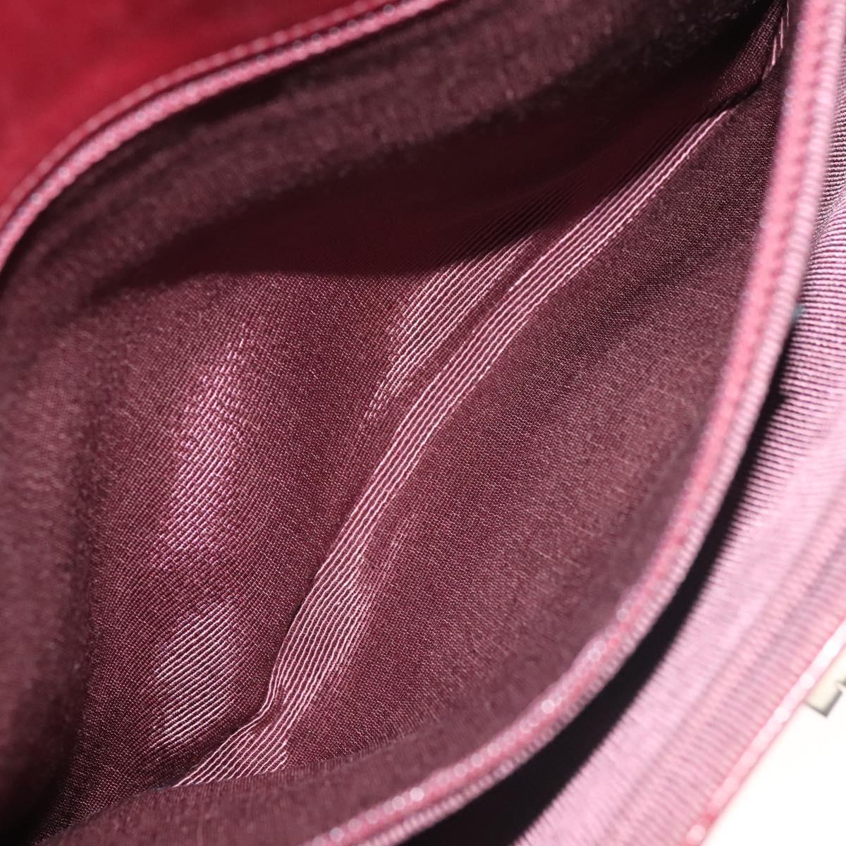 CHANEL Choco Bar Chain Shoulder Bag Lamb Skin Red Silver CC Auth BA3678