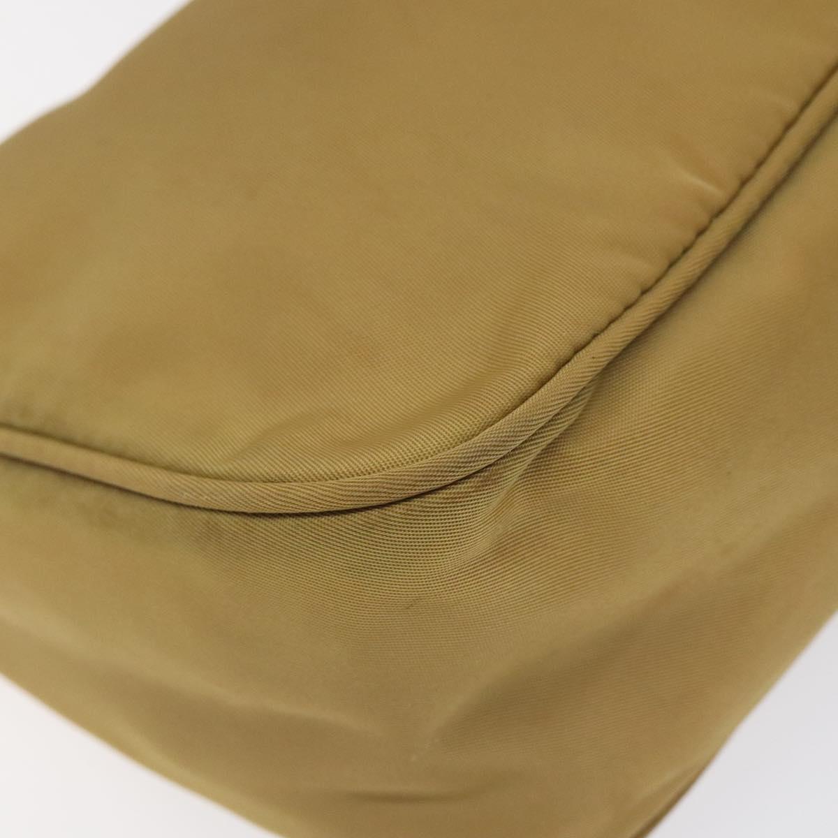 PRADA Accessory Pouch Nylon Beige Silver Auth BA3683