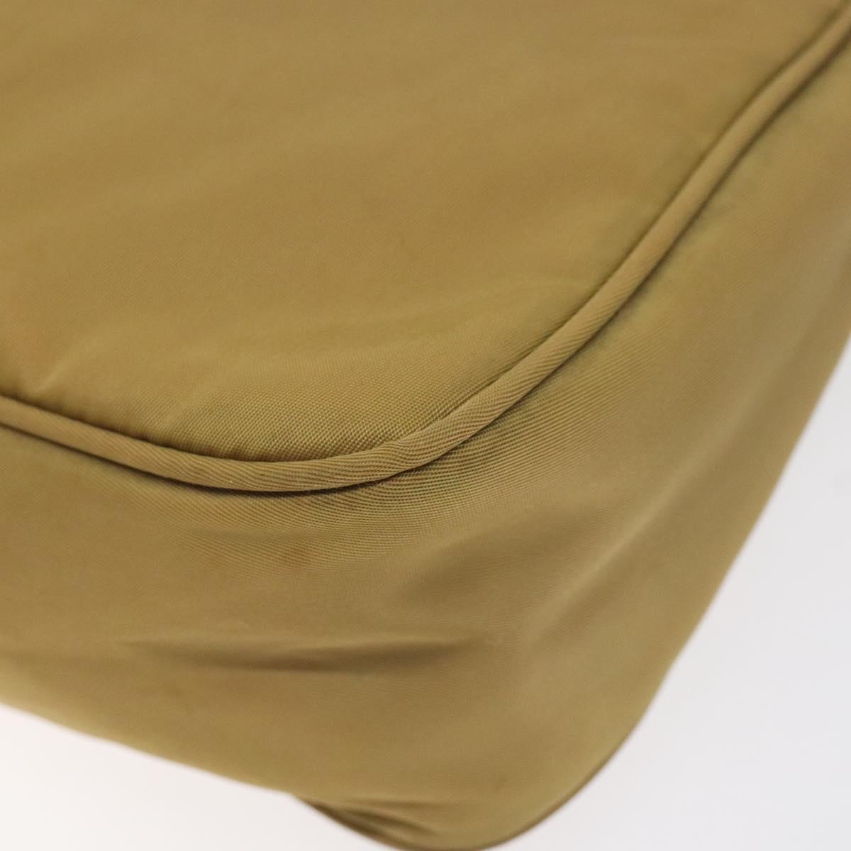 PRADA Accessory Pouch Nylon Beige Silver Auth BA3683