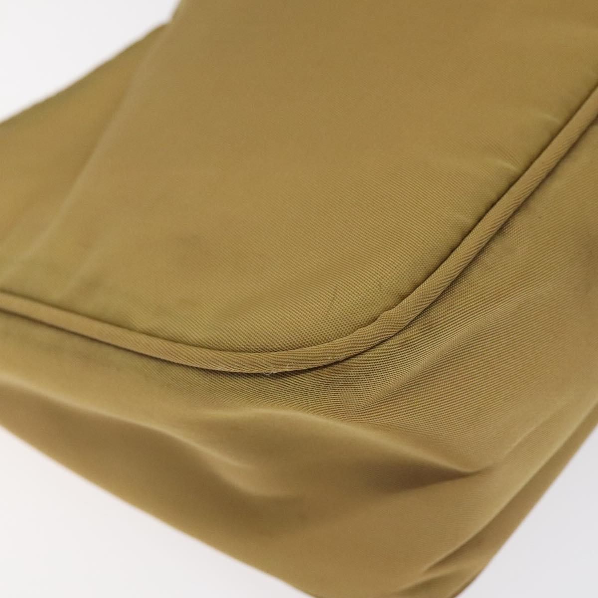 PRADA Accessory Pouch Nylon Beige Silver Auth BA3683