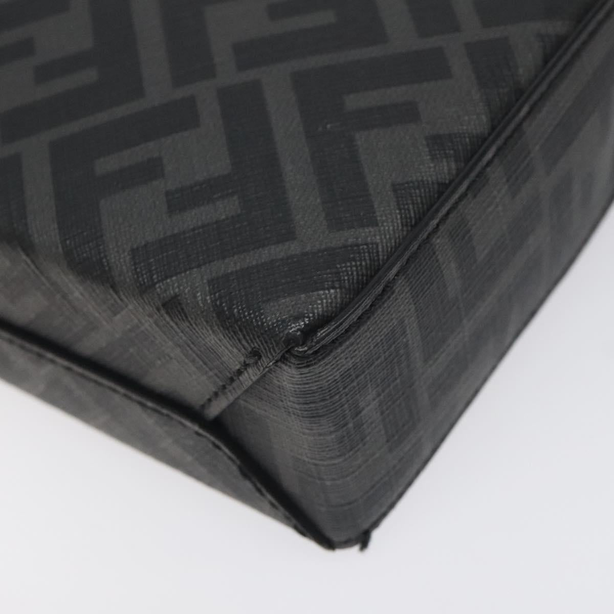 FENDI Zucca Canvas Clutch Bag PVC Black Silver Auth BA3687M
