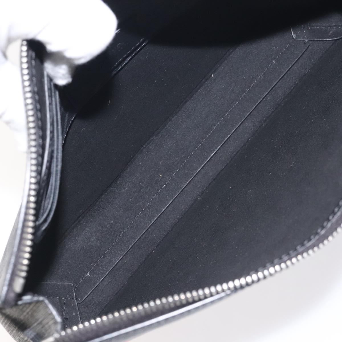 FENDI Zucca Canvas Clutch Bag PVC Black Silver Auth BA3687M