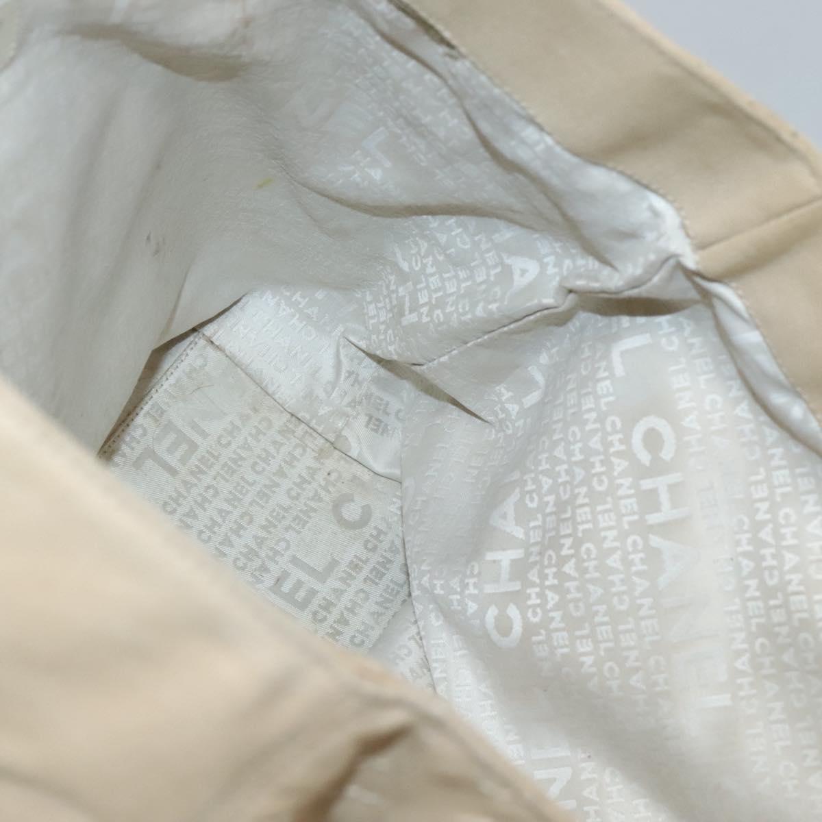 CHANEL COCO Mark Tote Bag Canvas Beige Silver CC Auth BA3696