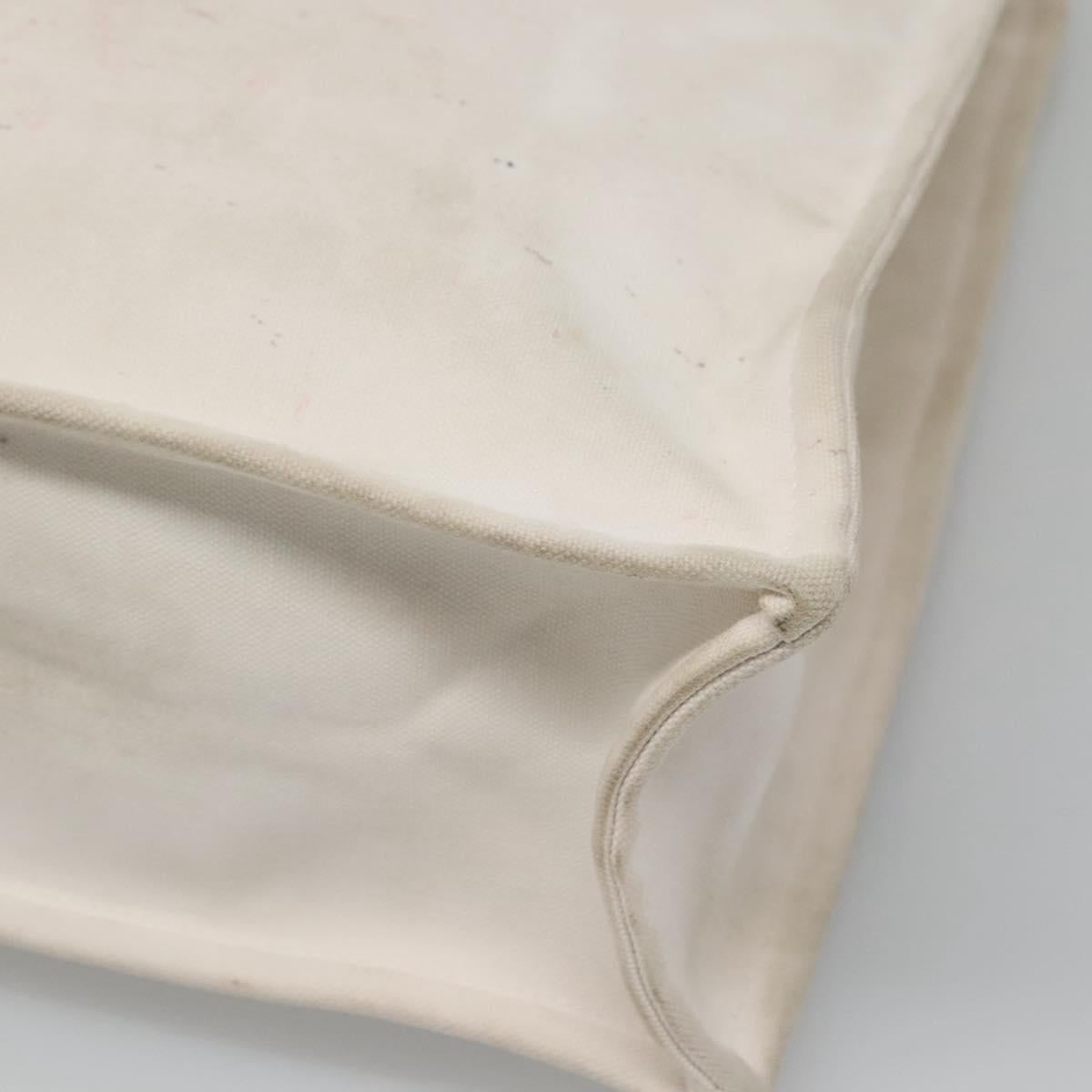 CHANEL COCO Mark Tote Bag Canvas White Silver CC Auth BA3697