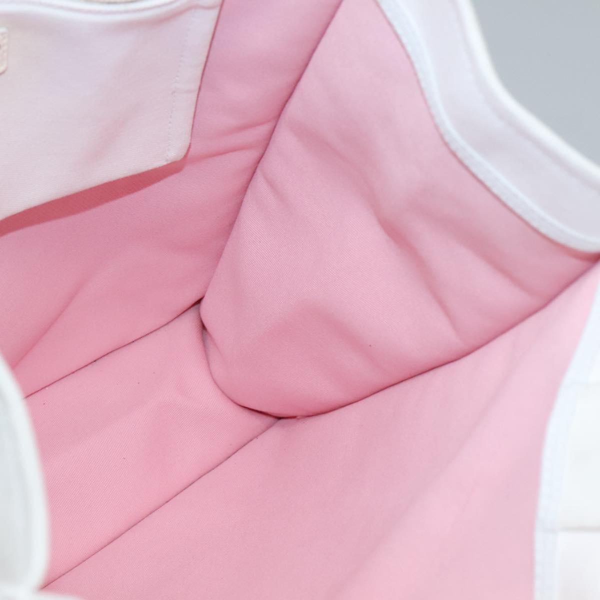 CHANEL COCO Mark Tote Bag Canvas White Silver CC Auth BA3697