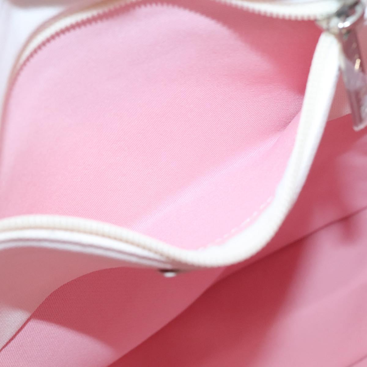 CHANEL COCO Mark Tote Bag Canvas White Silver CC Auth BA3697