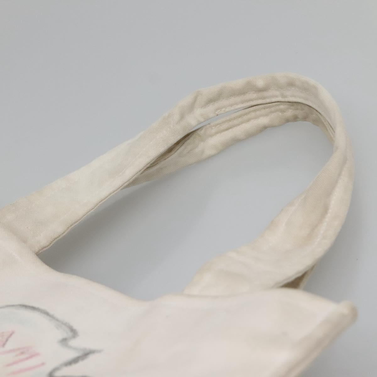 CHANEL COCO Mark Tote Bag Canvas White Silver CC Auth BA3697