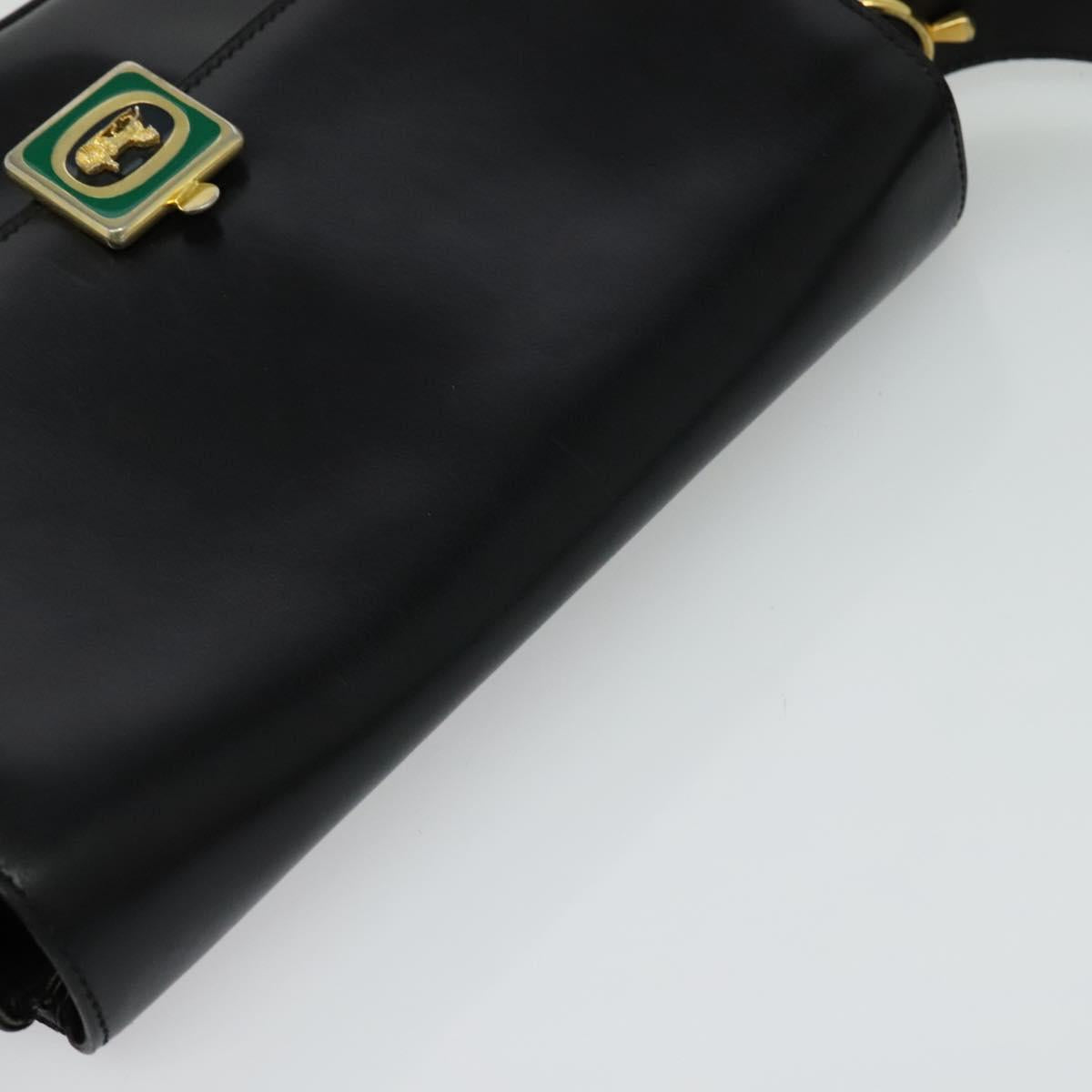 CELINE Shoulder Bag Leather Black Gold Auth BA3711