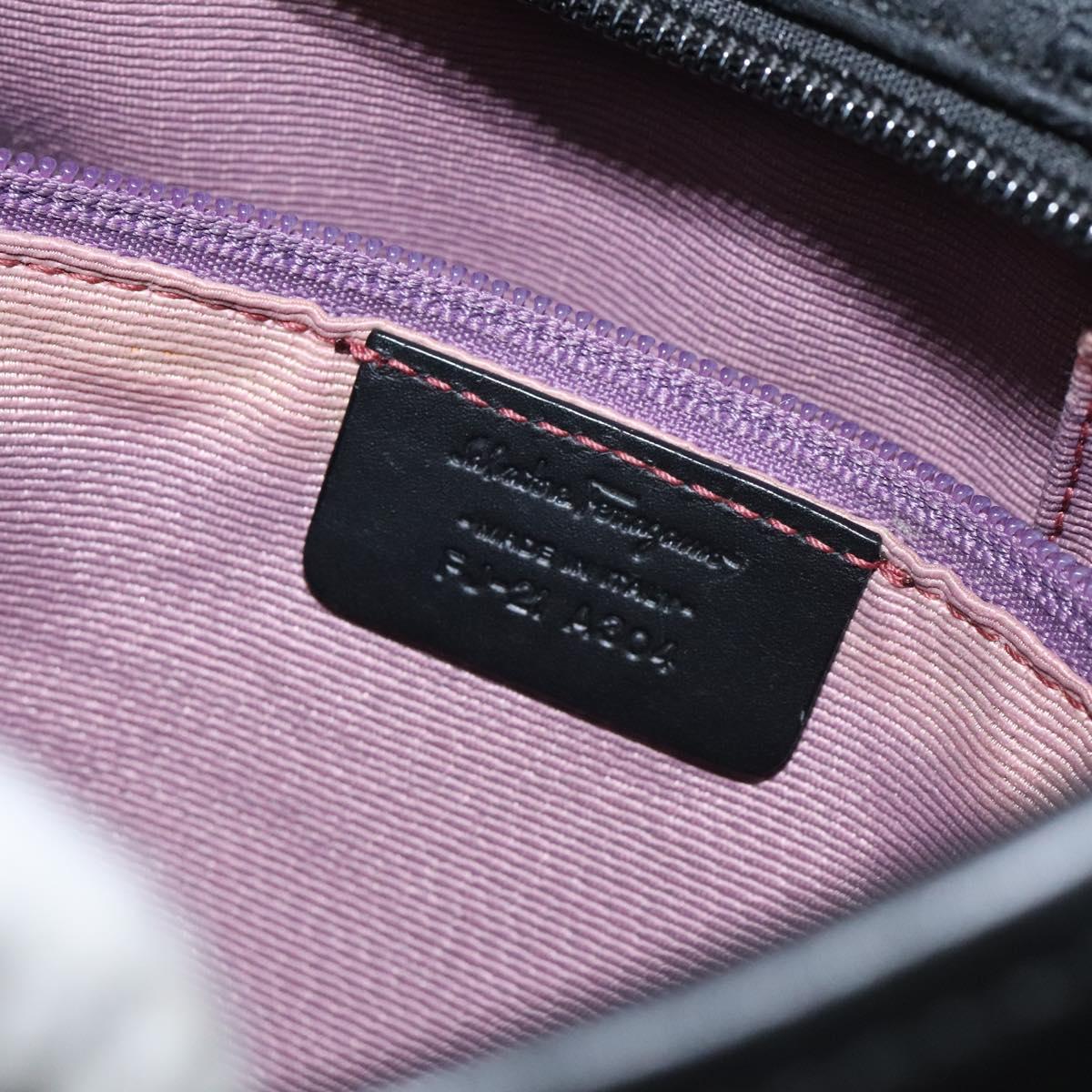 Salvatore Ferragamo Shoulder Bag Canvas Black Silver Auth BA3712