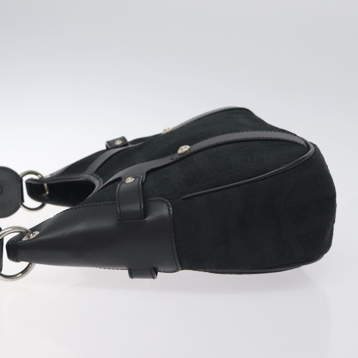Salvatore Ferragamo Shoulder Bag Canvas Black Silver Auth BA3712
