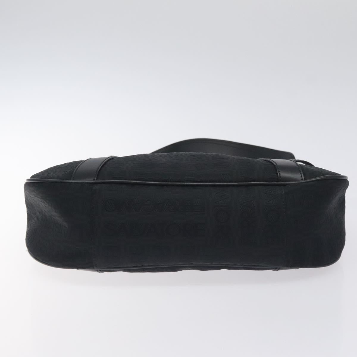 Salvatore Ferragamo Shoulder Bag Canvas Black Silver Auth BA3712