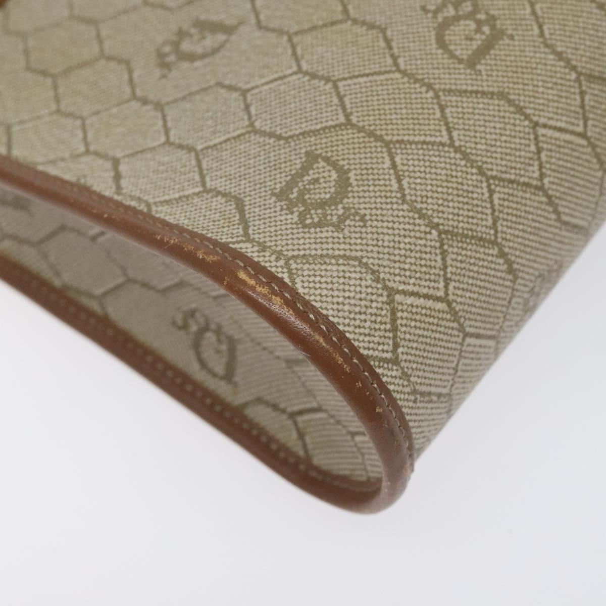 Christian Dior Honeycomb Canvas Pouch PVC Beige Auth BA3728