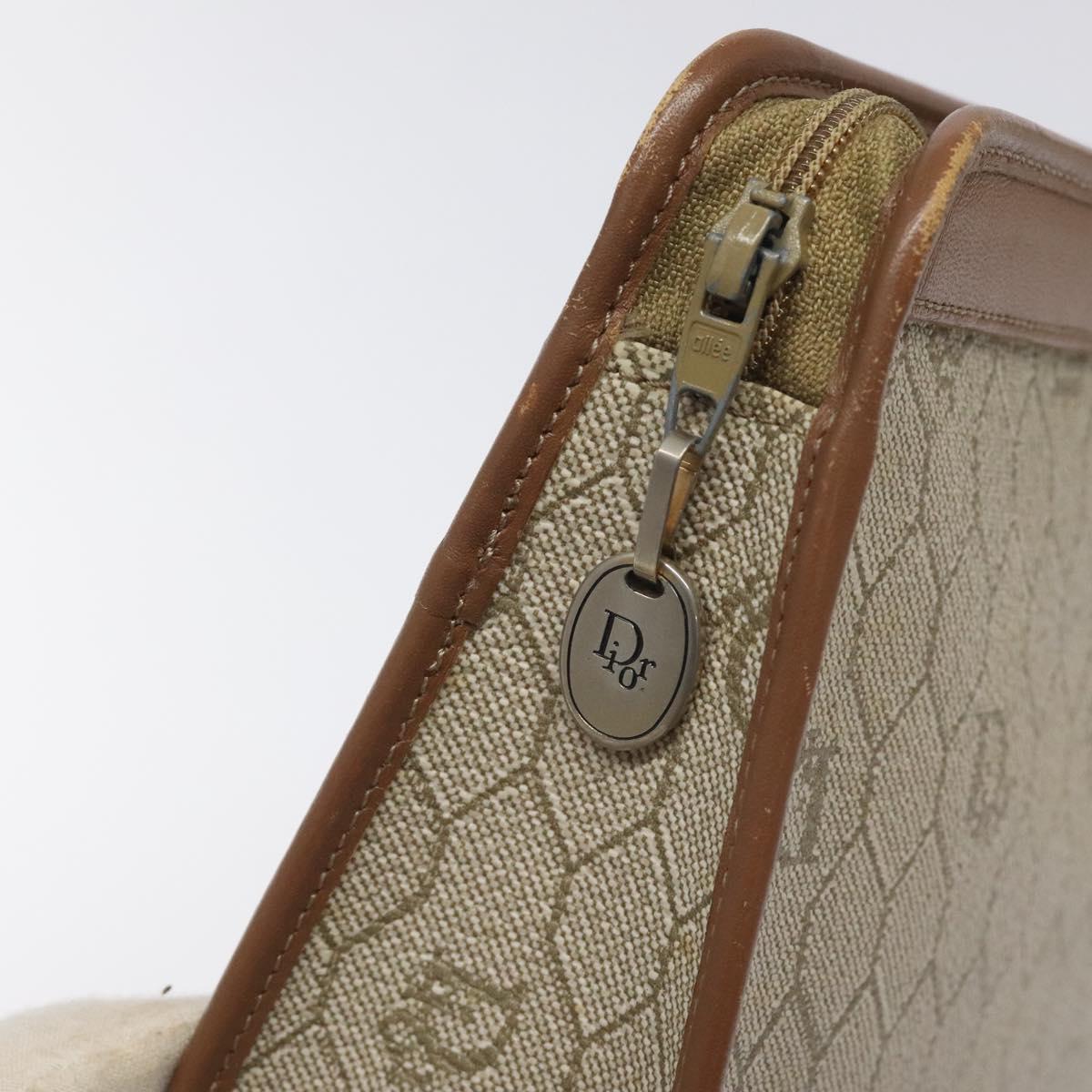 Christian Dior Honeycomb Canvas Pouch PVC Beige Auth BA3728