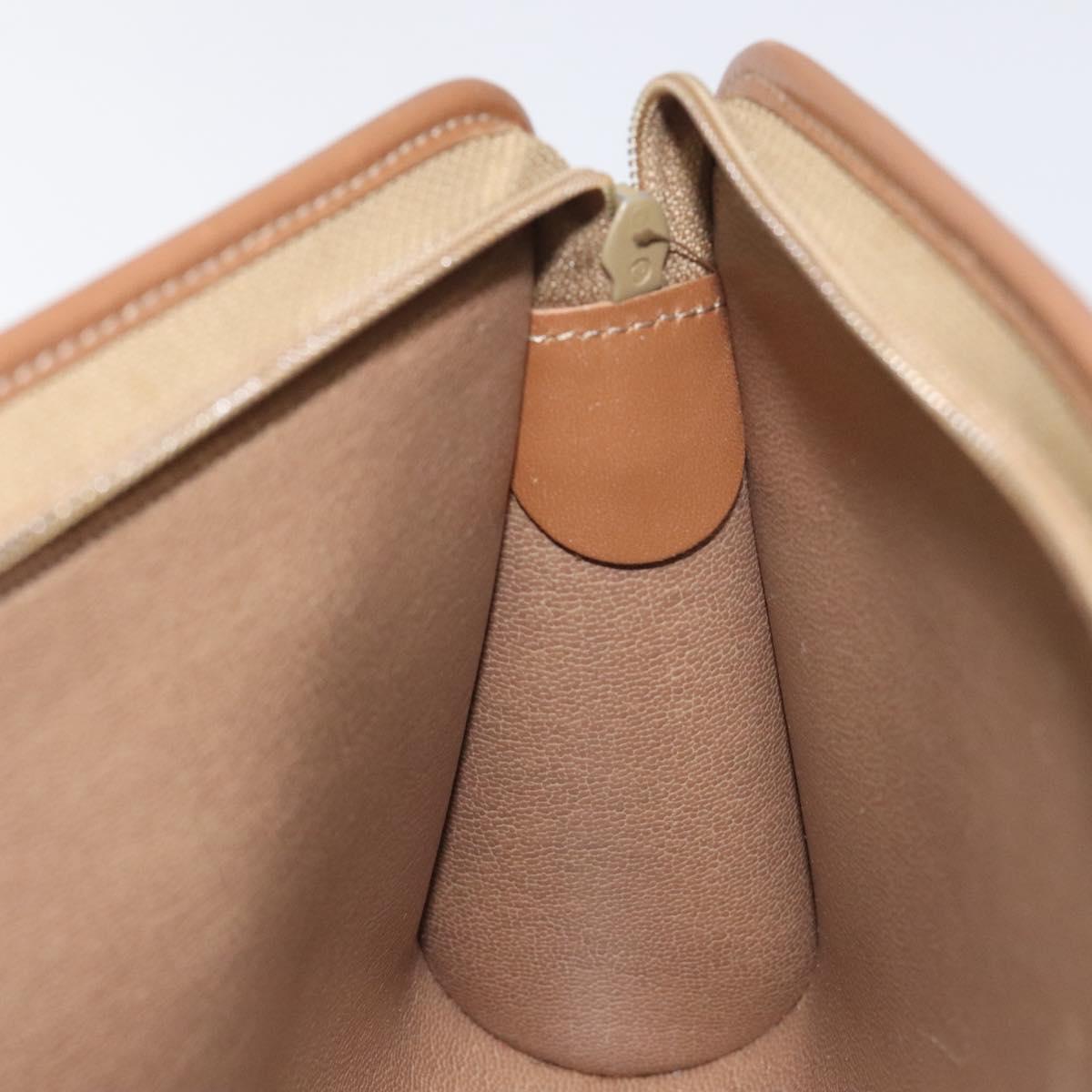 Christian Dior Honeycomb Canvas Pouch PVC Beige Auth BA3728