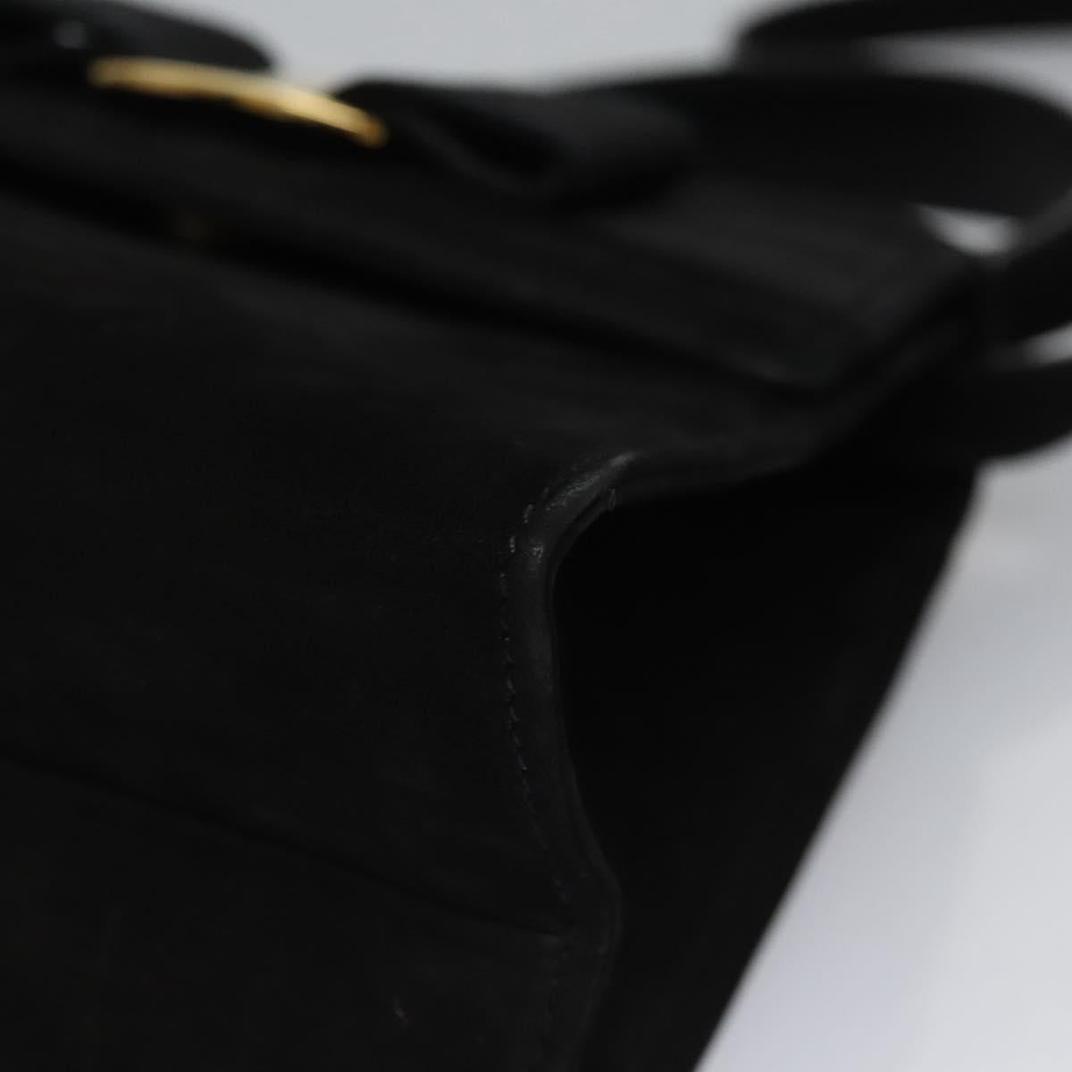Salvatore Ferragamo Vala Hand Bag Suede 2way Black Gold Auth BA373