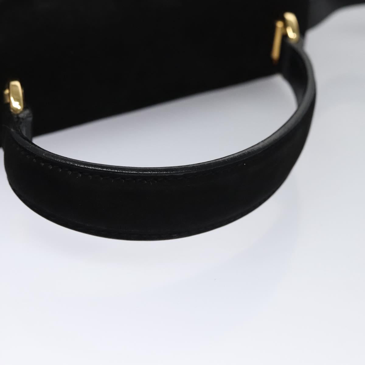 Salvatore Ferragamo Vala Hand Bag Suede 2way Black Gold Auth BA373