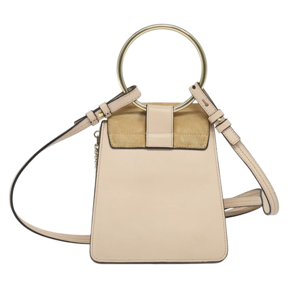 Chloe Fay Hand Bag Leather 2way Pink Gold Auth BA3740