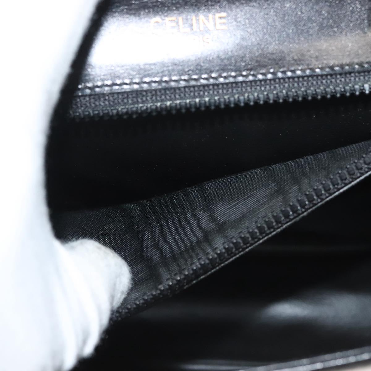CELINE Shoulder Bag Leather Black Gold Auth BA3770