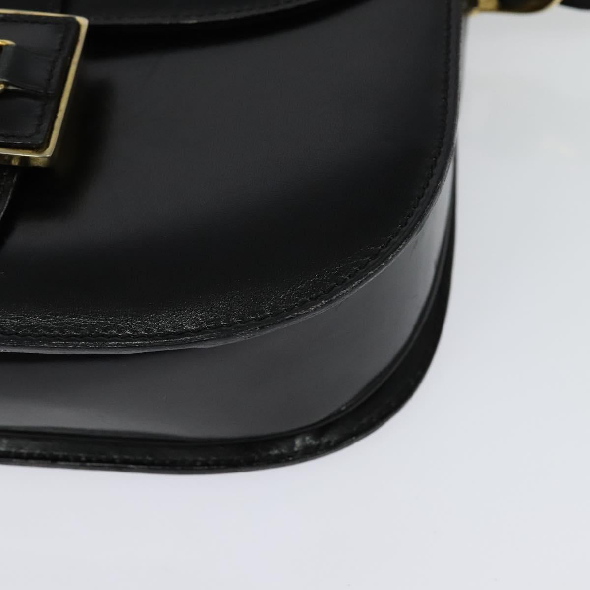 CELINE Sulky Shoulder Bag Leather Black Gold Auth BA3771
