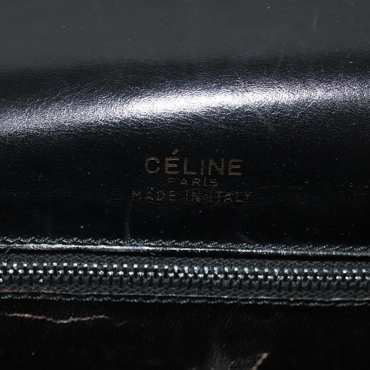CELINE Sulky Shoulder Bag Leather Black Gold Auth BA3771
