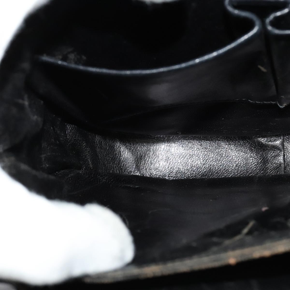 CELINE Sulky Shoulder Bag Leather Black Gold Auth BA3771