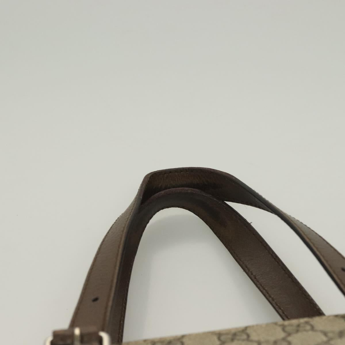 GUCCI GG Supreme Hand Bag PVC Beige Silver 643814 Auth BA3775
