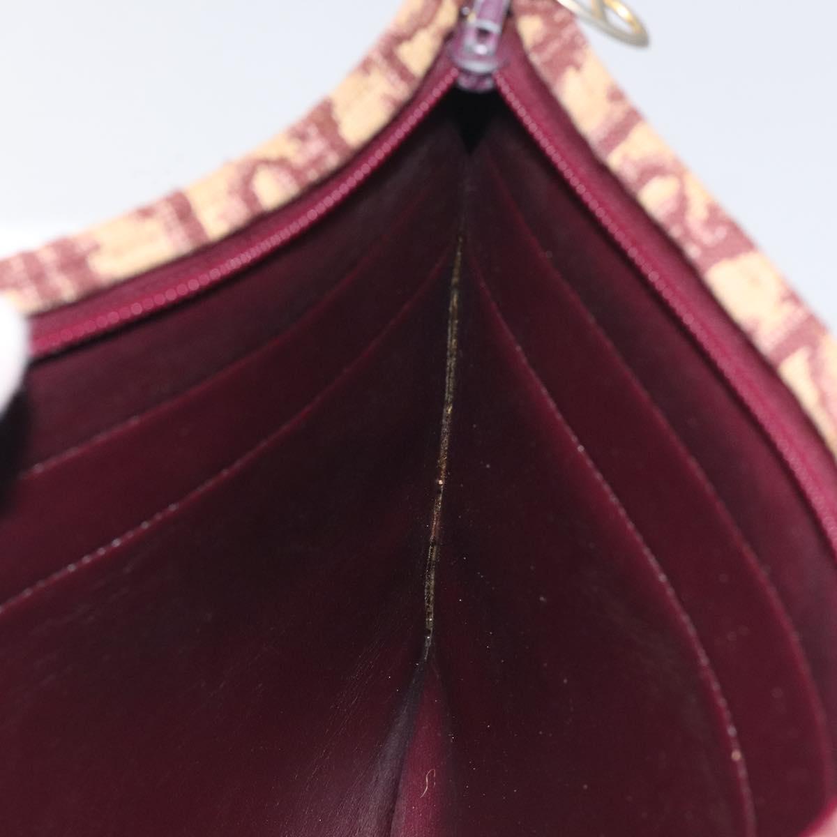 Christian Dior Trotter Canvas Shoulder Bag Red Gold Auth BA3780