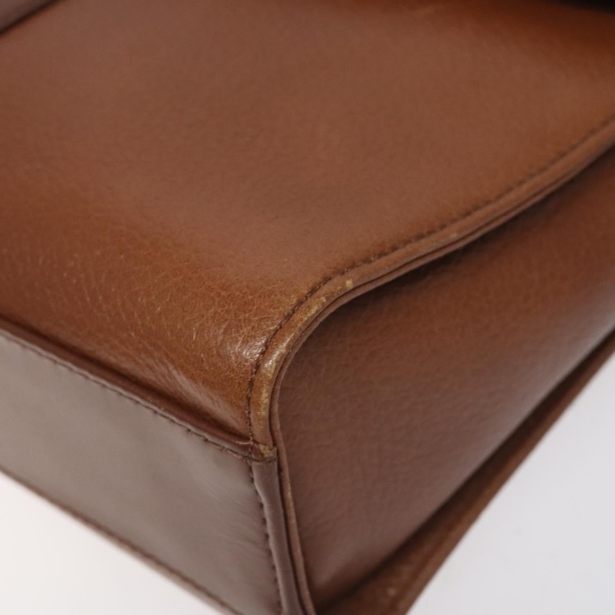 Burberrys Shoulder Bag Leather Brown Gold Auth BA3783