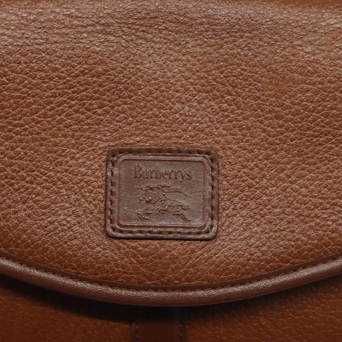 Burberrys Shoulder Bag Leather Brown Gold Auth BA3783
