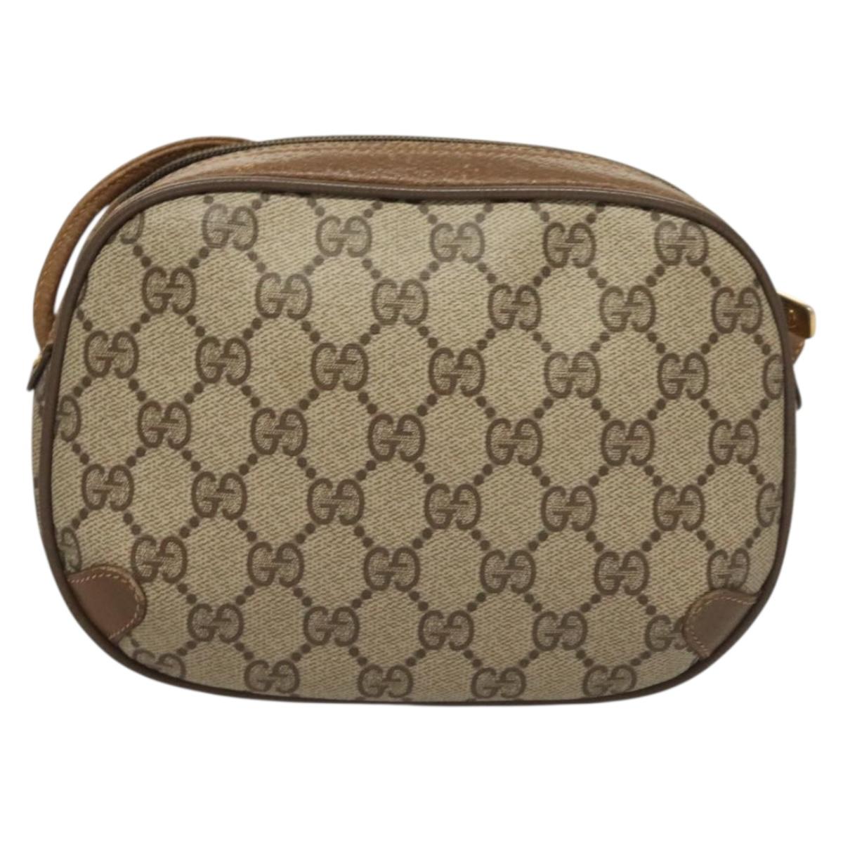 GUCCI GG Supreme Web Sherry Line Bag PVC Beige Gold 89 02 066 Auth BA3786